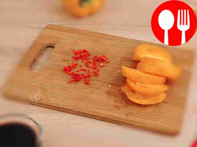 Cut the tomato into large slices. Finely chop...