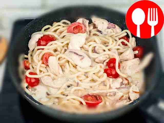 Stir in the noodles, meat and vegetables and...