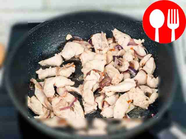 Fry the chicken fillet until cooked through...