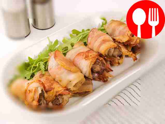 Куриная печень в беконе