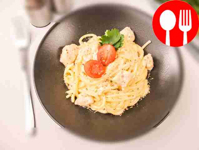 Паста карбонара с курицей