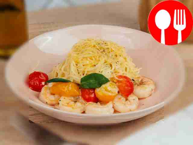 Спагетти с креветками в сливочном соусе