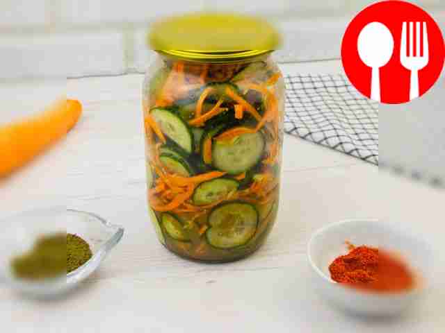 Korean salad for the winter in jars