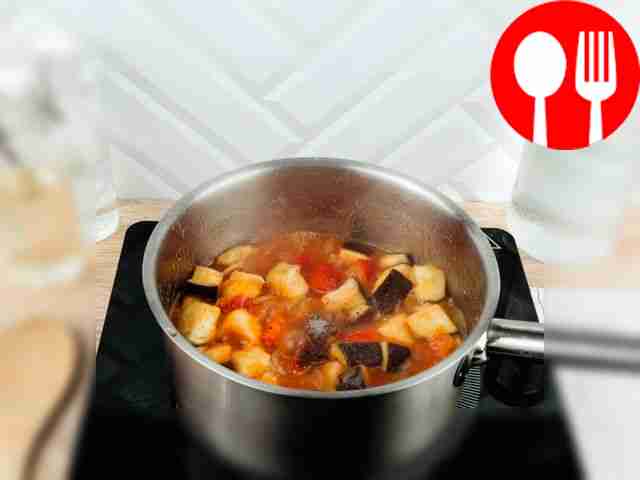 When the vegetables are ready and soft, add...