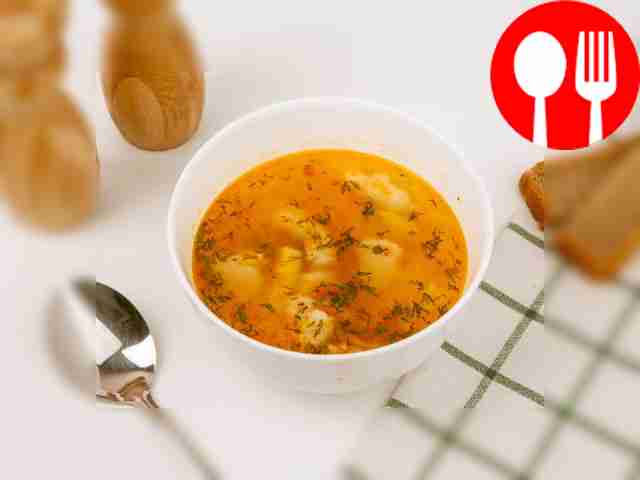 Pour the soup into portions and garnish with...