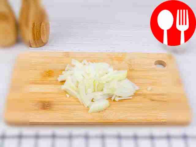Chop the onion. Cut the onion in half, then...