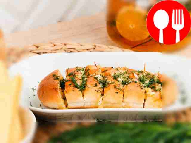 Baguette with cheese and garlic