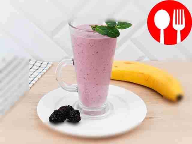 Banana and frozen blackberry smoothie