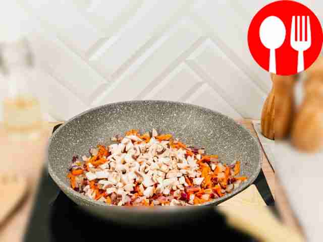 Heat a frying pan with vegetable oil. Fry the...