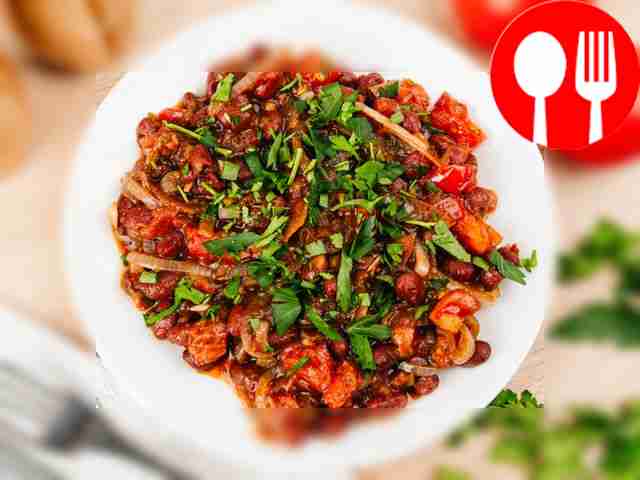 Garnish the dish with pomegranate seeds and...