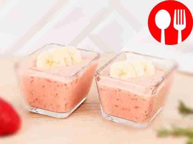 Homemade frozen strawberry and banana sorbet