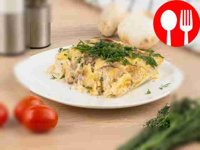 Индейка с грибами в яично-сырной заливке