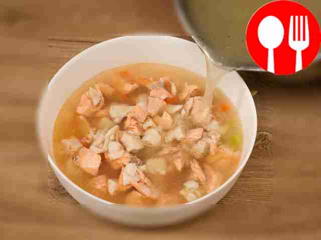 Add gelatin to the strained broth, bring to a...