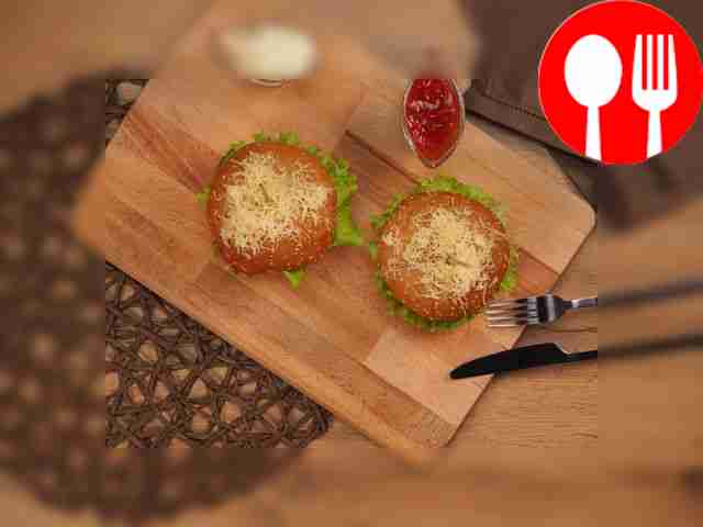 Burger sauces can be served separately in a...