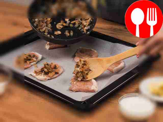 Prepare the chops for baking. Preheat the oven...