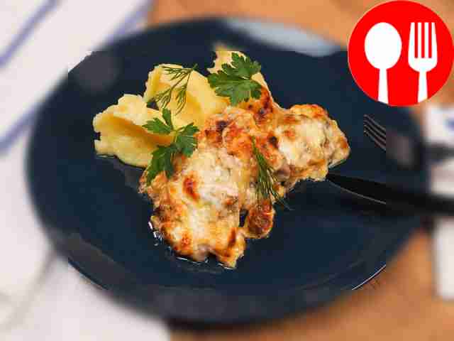 Chops with mushrooms go well with mashed...