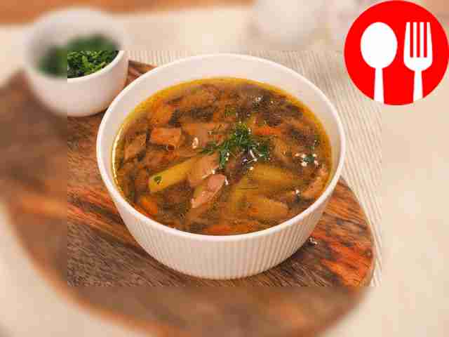 Mushroom soup made from dried porcini mushrooms