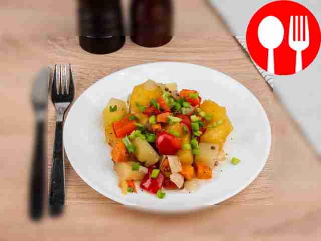 Sprinkle the finished vegetables with finely...