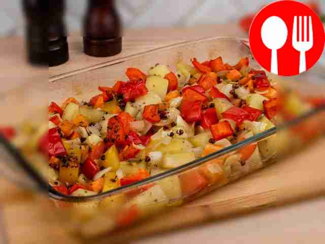 Then remove the foil and bake the vegetables...