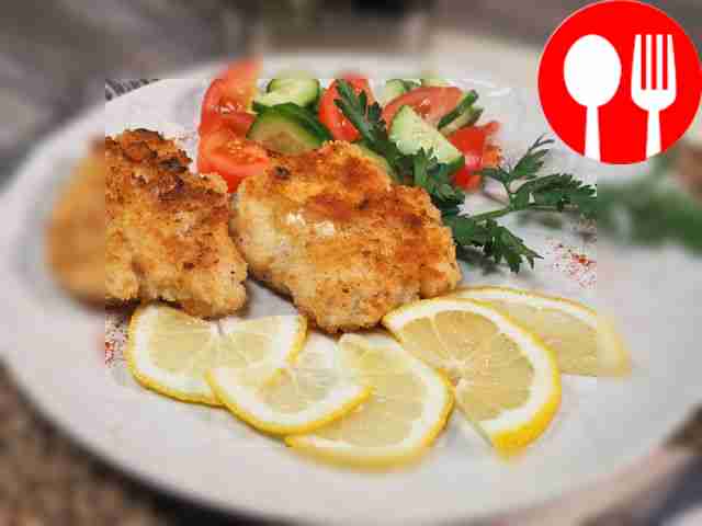 Fish fried in breadcrumbs