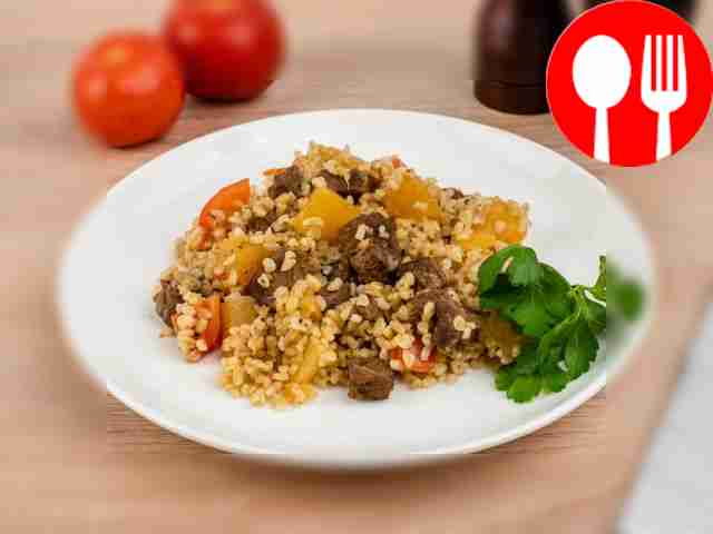 Bulgur with beef and vegetables