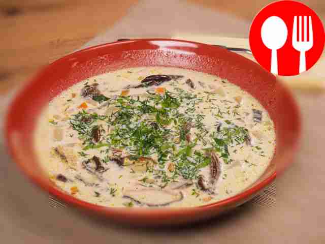 Суп из сушеных грибов со сливками