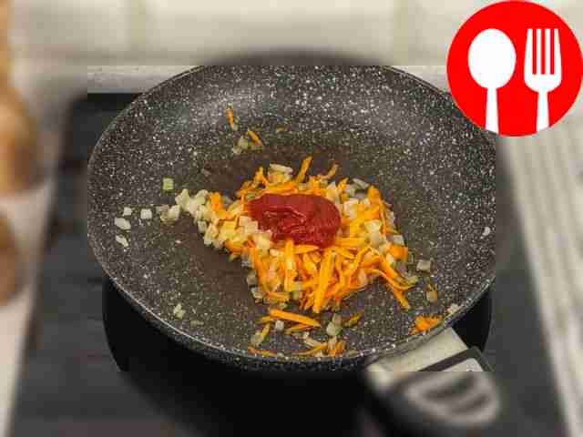 Chop the onions and garlic. Chop the carrots...