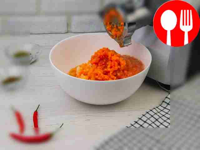 Finely chop the red pepper separately - it is...