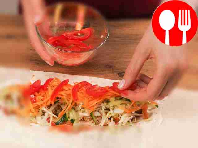 Assemble the shawarma. Grease a sheet of...