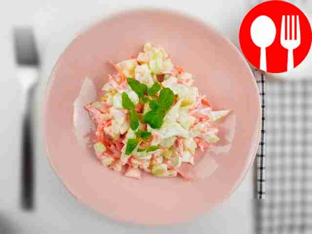Place the salad in portions on plates and...