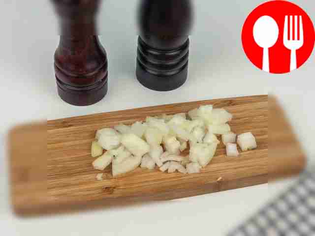 Peel and dice the onions.