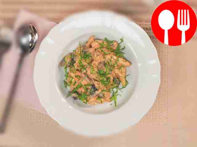 Фунчоза с курицей и грибами