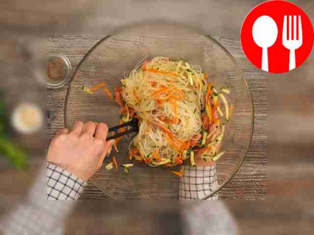 Add chopped cucumber to the dish, pepper and...