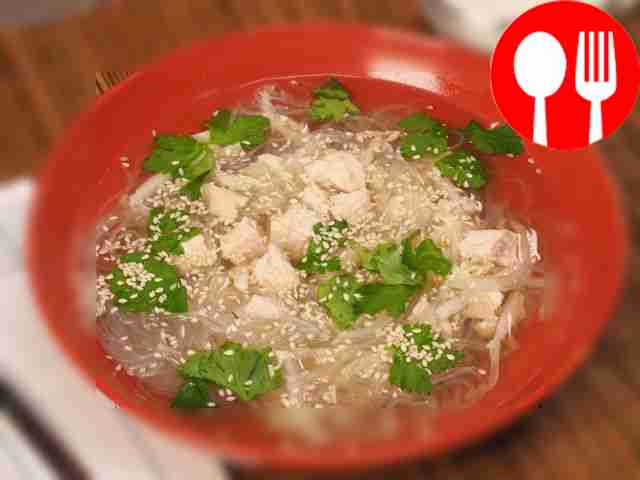 Serve the soup with funchose in a beautiful...