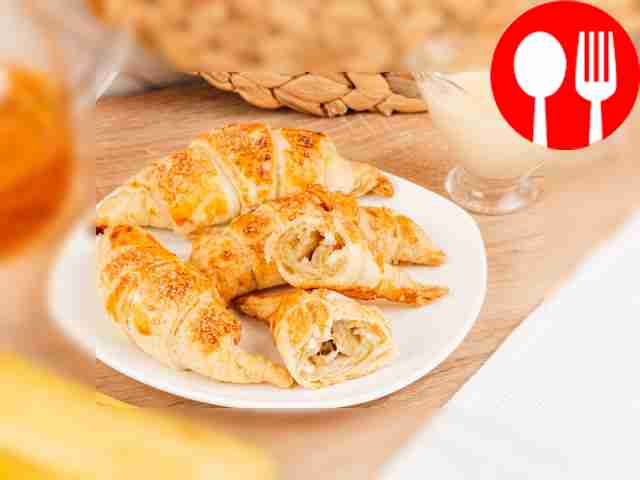 Croissants with banana and condensed milk