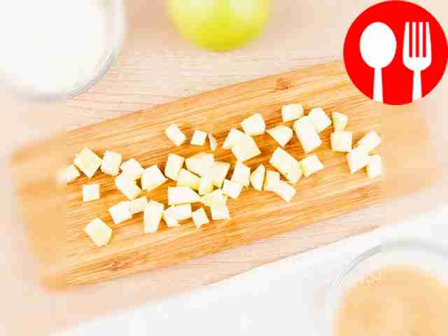Peel the apples and cut them into small cubes.
