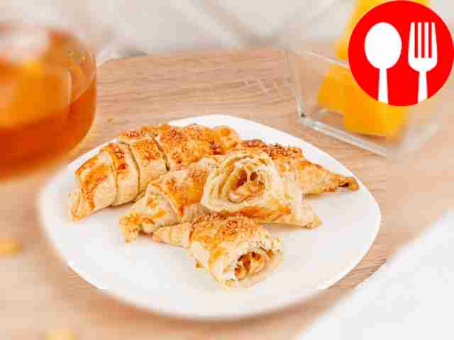 Croissants with cheese and peanuts