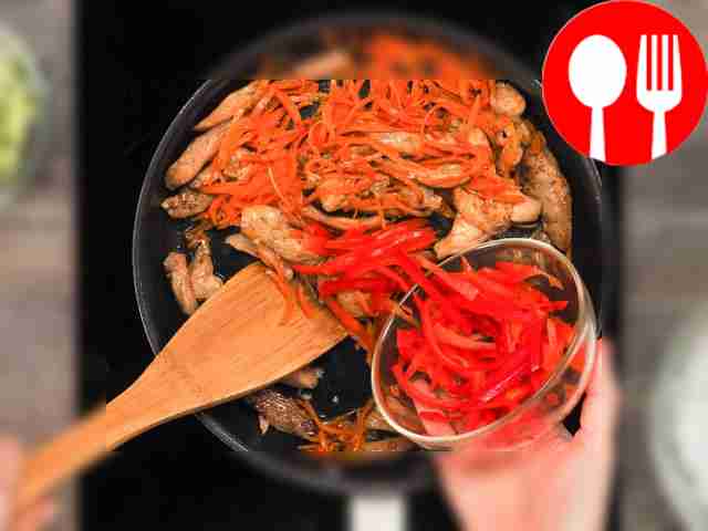 Add carrots to the same pan. Fry, stirring,...