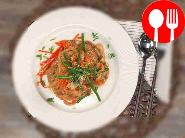 For an impressive serving, place the funchose...