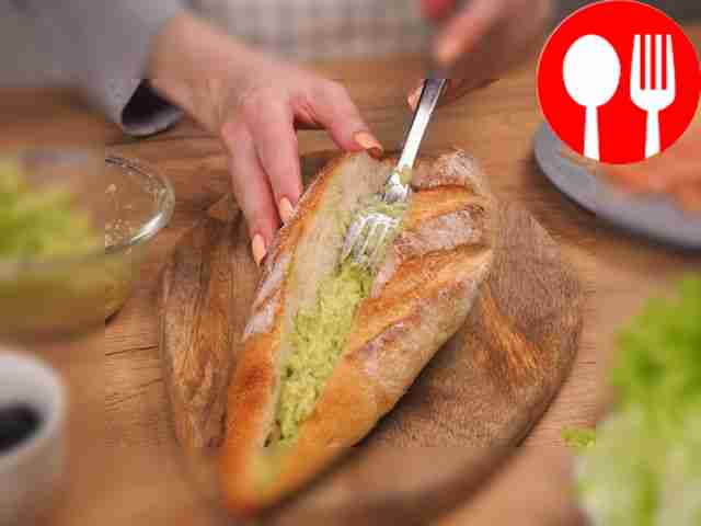 Brush the inside of the baguette with the...