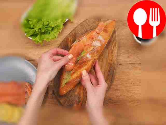 Place the salmon slices on one half of the...