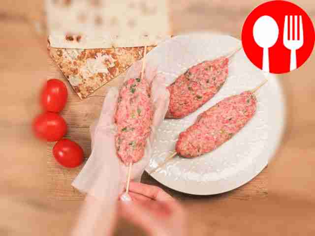 Make lula kebab. Form the minced meat into...