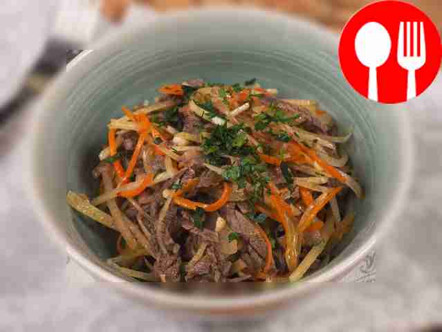 Салат с редькой и мясом