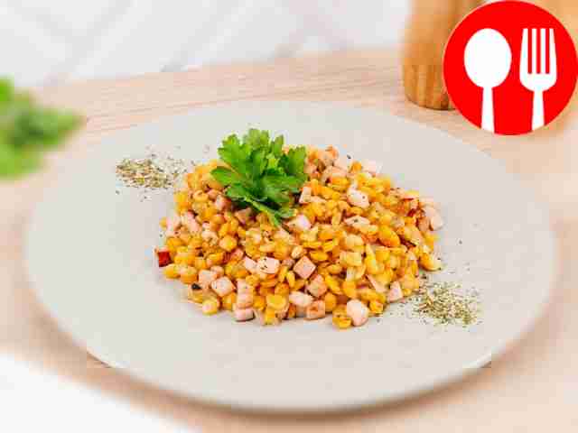 Fried peas with ham