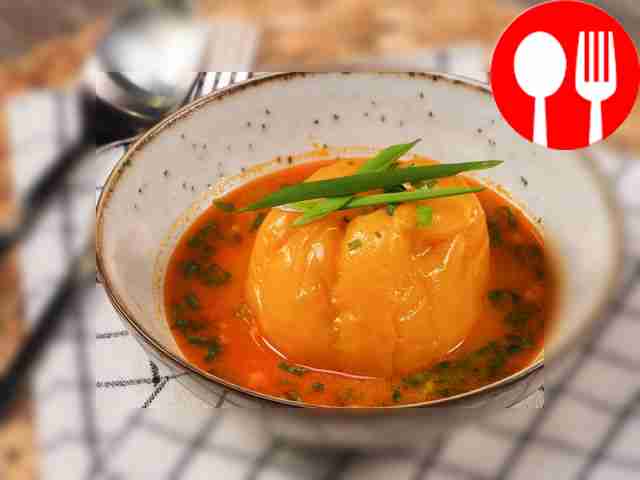 Stuffed peppers in sour cream and tomato sauce