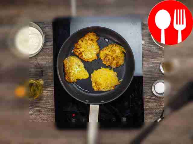 Place the finished pancakes on a plate and...