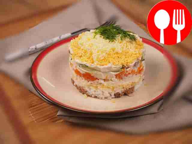Mimosa salad with rice