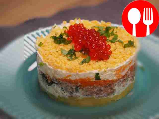 Салат «Мимоза» с печенью трески