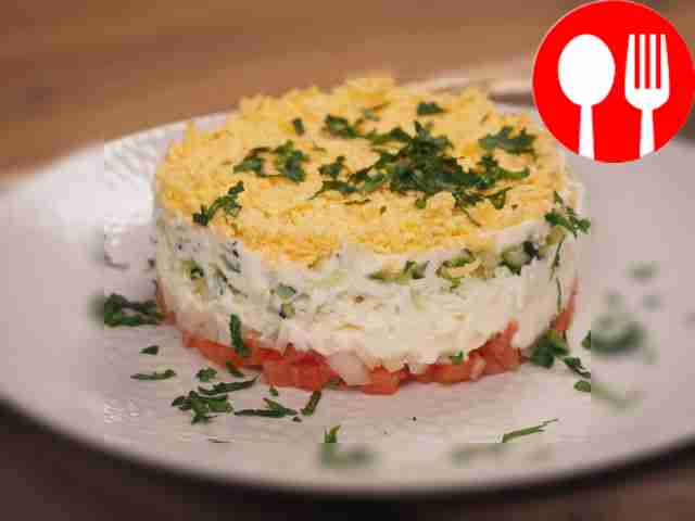 Салат «Мимоза» с красной рыбой