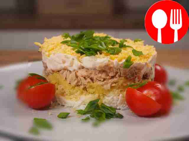 «Мимоза» с консервированной горбушей